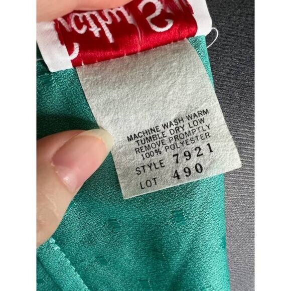 Dress draped front aqua blue green 1980s - Picture 8 of 9